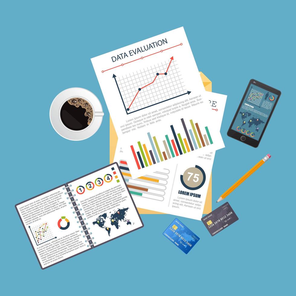 Auditing concept background with office objects vector