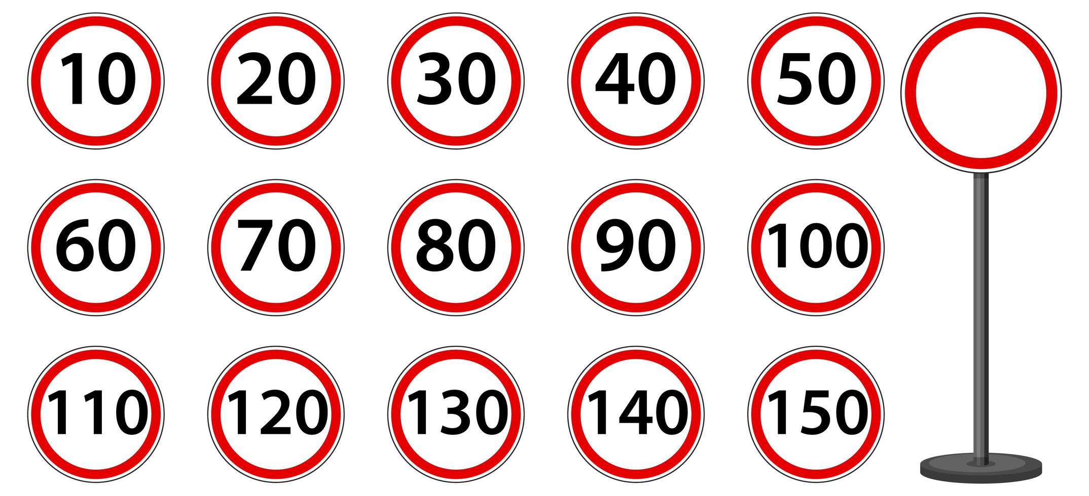 Set of red traffic sign on transparent background vector