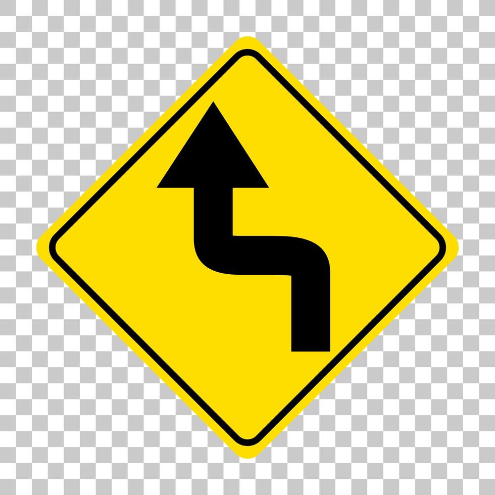 Yellow traffic warning sign on transparent background vector