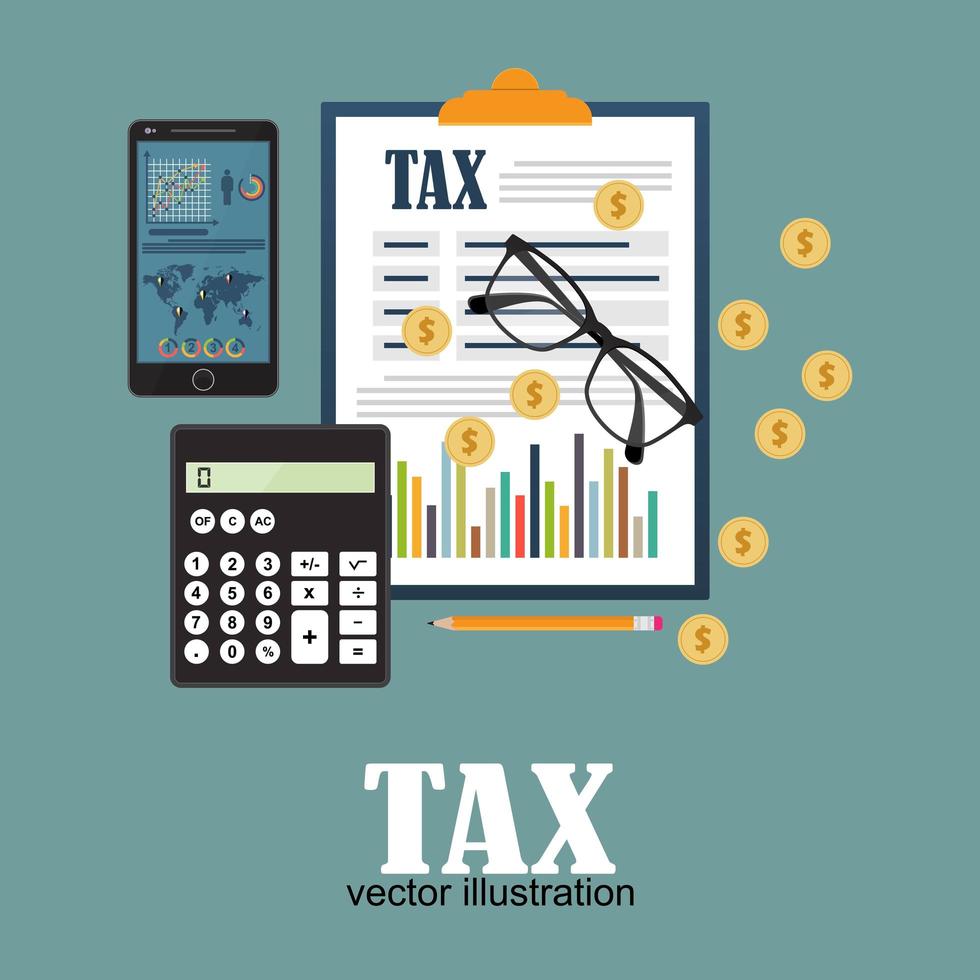 Auditing concept background with office objects vector