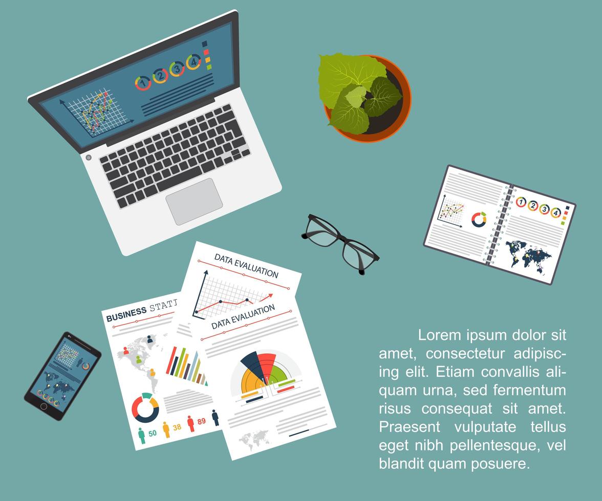 Auditing concept background with office objects vector