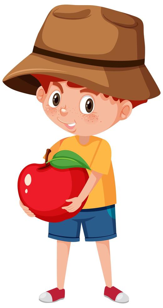 Children cartoon character holding fruit or vegetable isolated on white background vector
