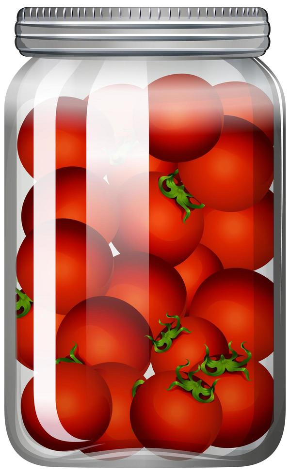 tomates en el frasco de vidrio vector