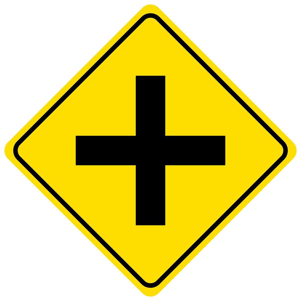 4 way intersection sign isolated on white background vector