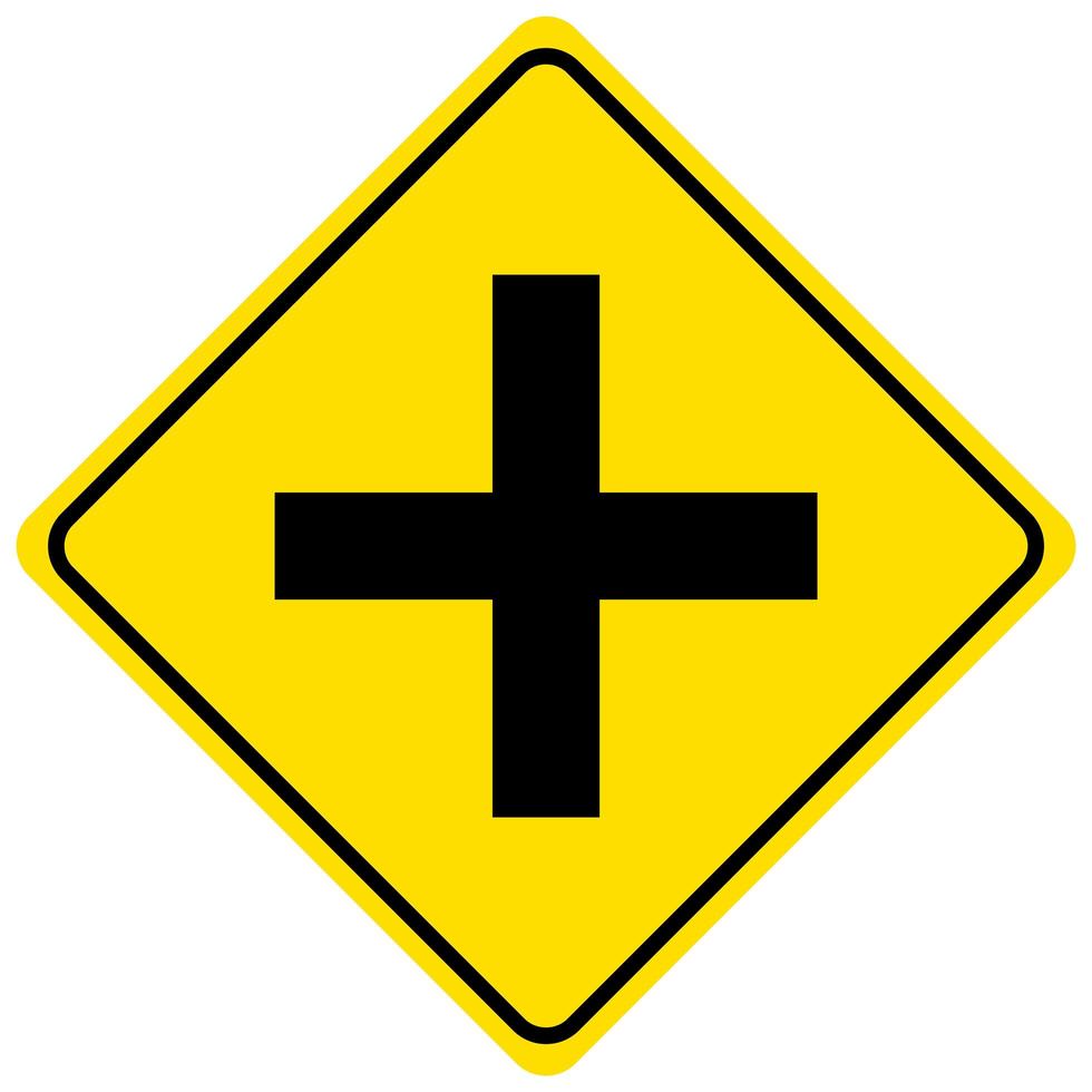 4 way intersection sign isolated on white background vector