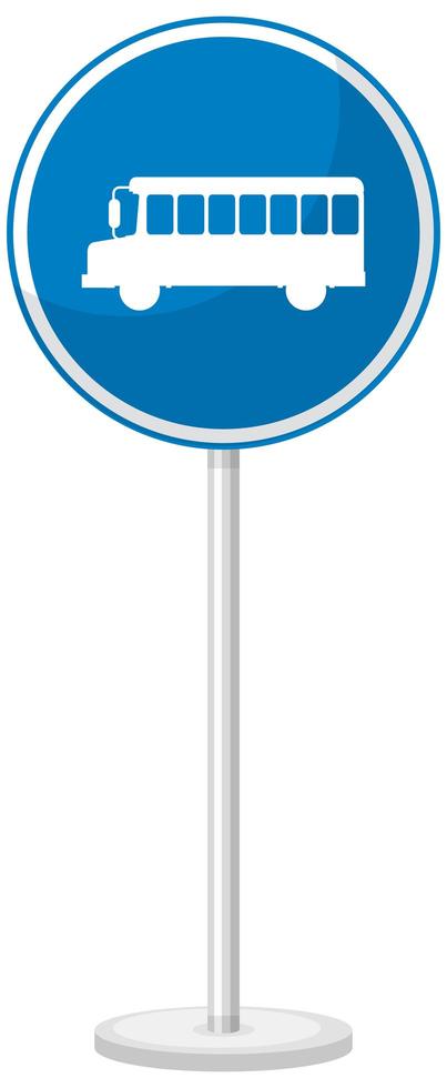 Blue bus stop sign with stand isolated on white background vector