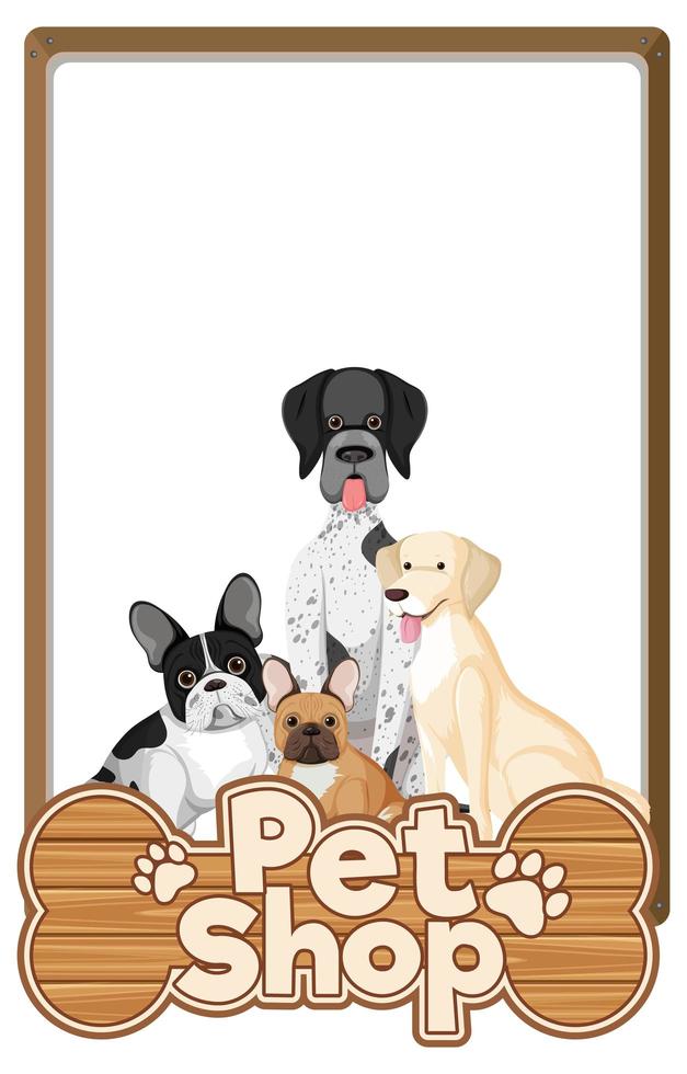 Blank banners with cute dog and pet shop logo isolated on white background vector