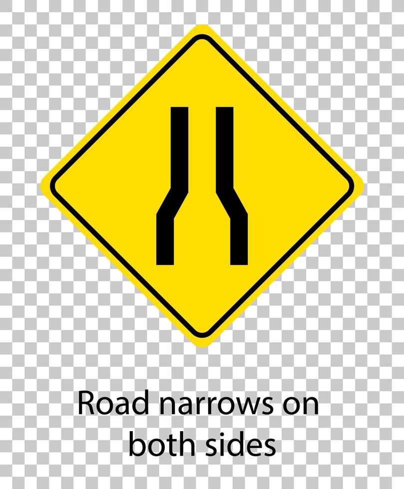 Yellow traffic warning sign on transparent background vector