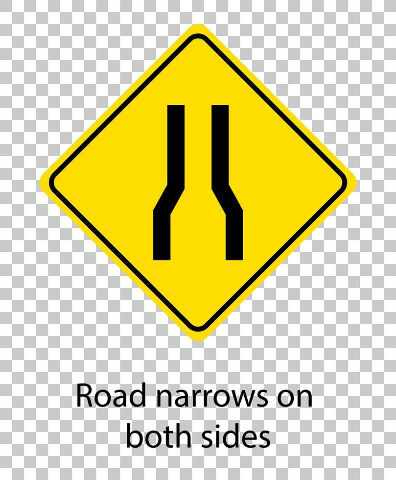 Yellow traffic warning sign on transparent background vector