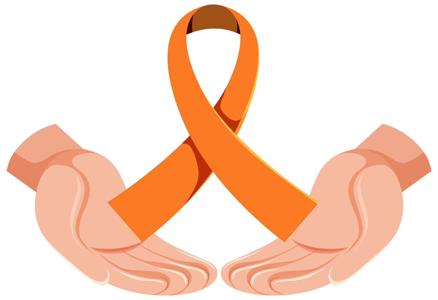 Cinta naranja conciencia de leucemia conciencia de esclerosis múltiple conciencia de desnutrición signo u objeto vector