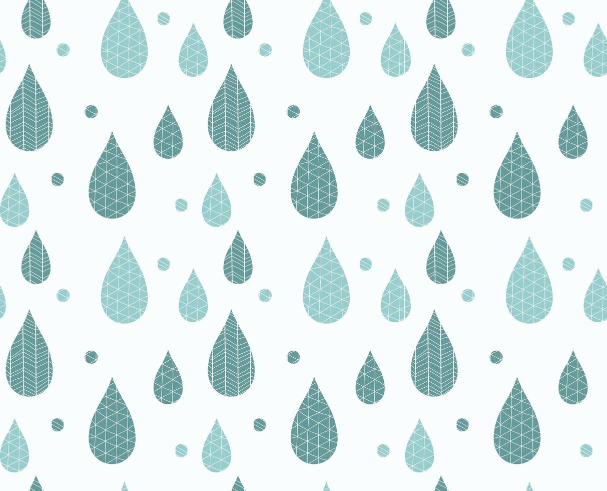 patrón sin fisuras con gotas de lluvia y dibujos lineales vector