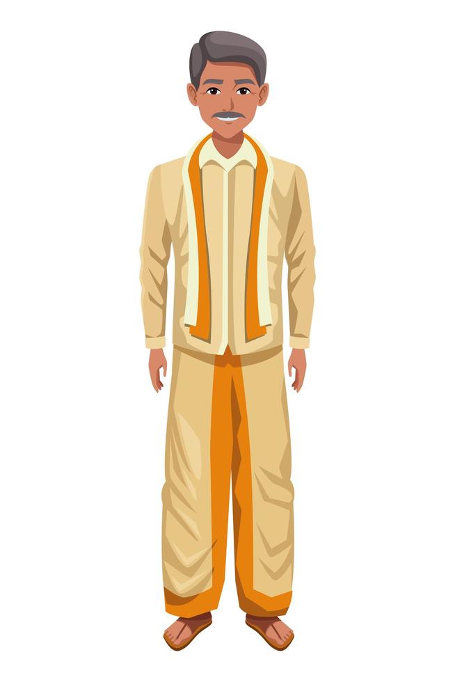 Indian man wearing traditional hindu clothes vector