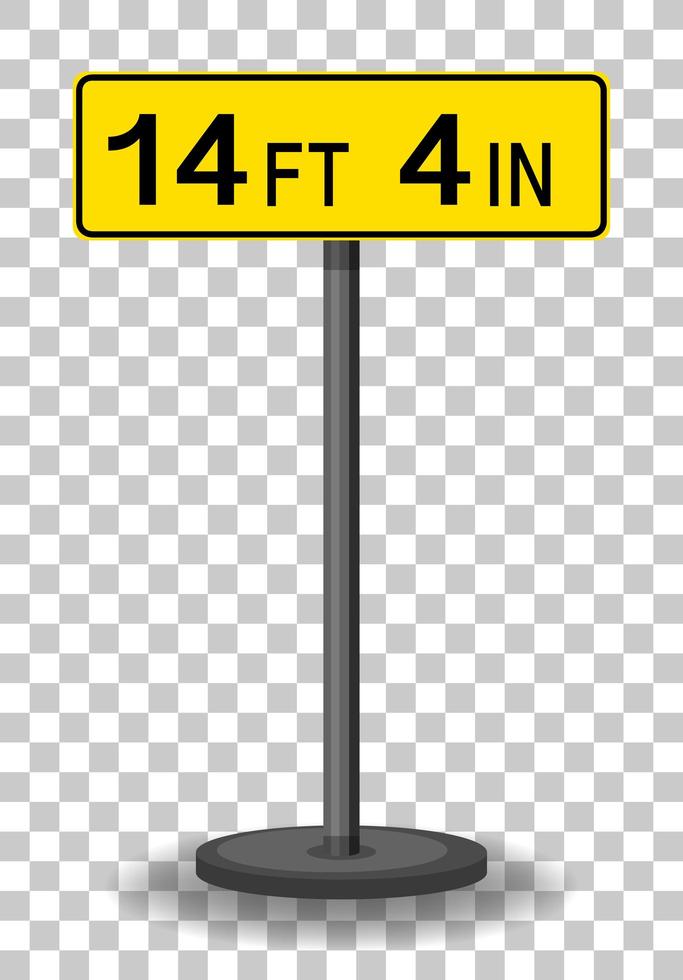 Yellow traffic warning sign on transparent background vector