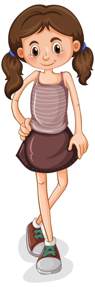 Cute young girl cartoon character vector