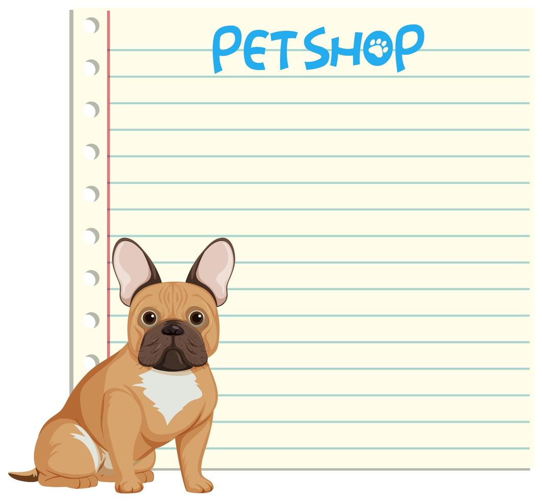 Dog on the empty note template vector