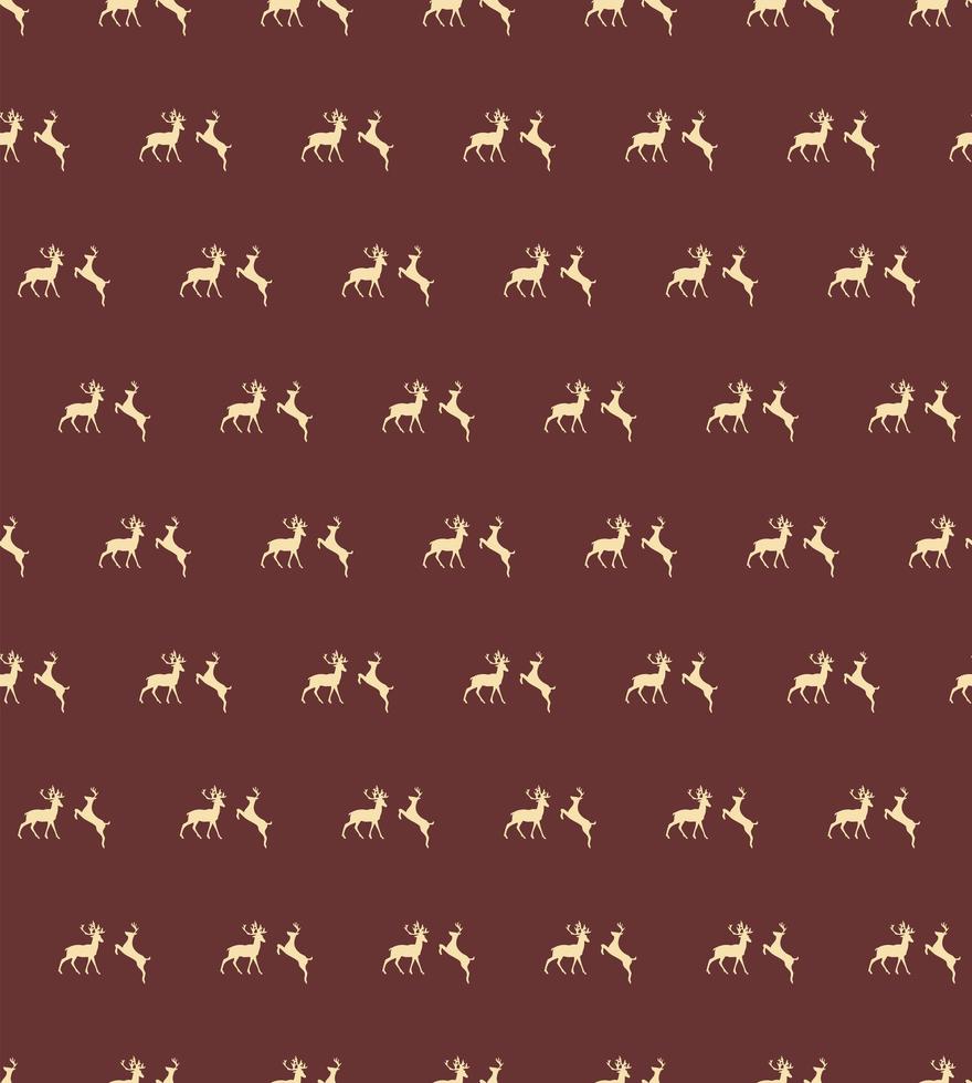 Seamless pattern with Christmas reindeers on brown background vector