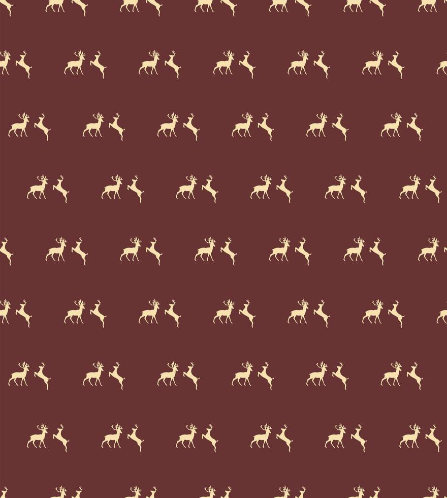 Seamless pattern with Christmas reindeers on brown background vector