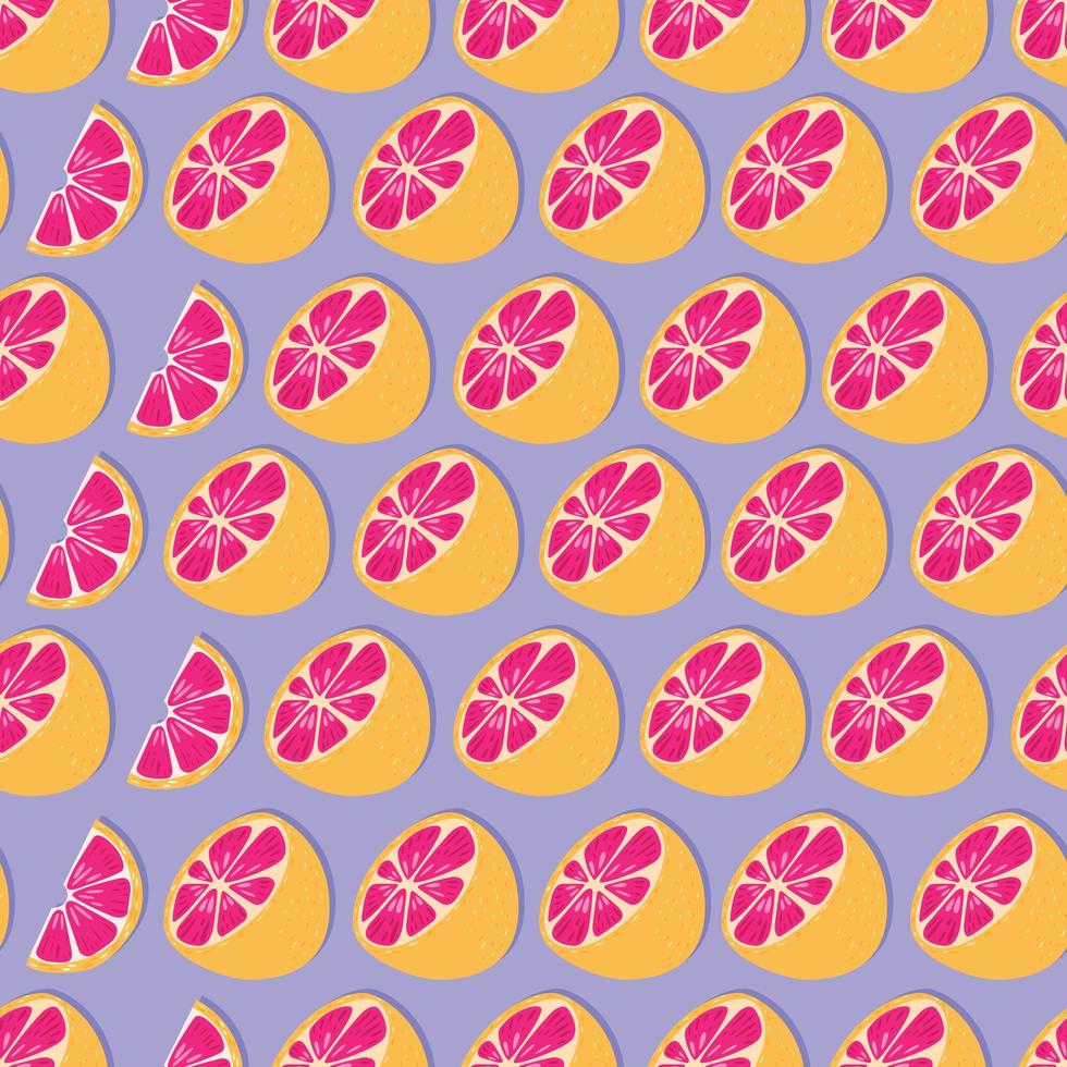 Fruit seamless pattern, grapefruit halves and slices vector