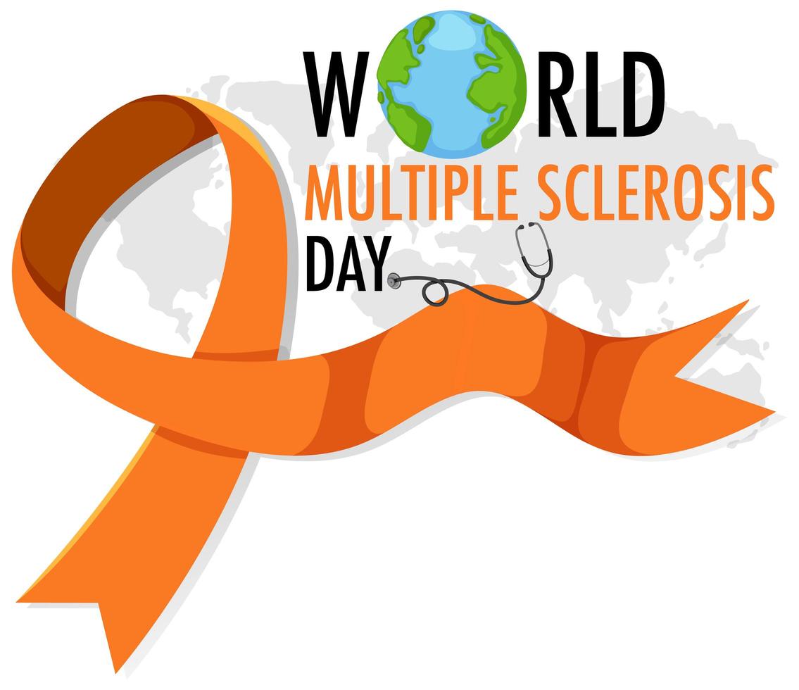 World Multiple Sclerosis Day logo or banner with orange ribbon vector