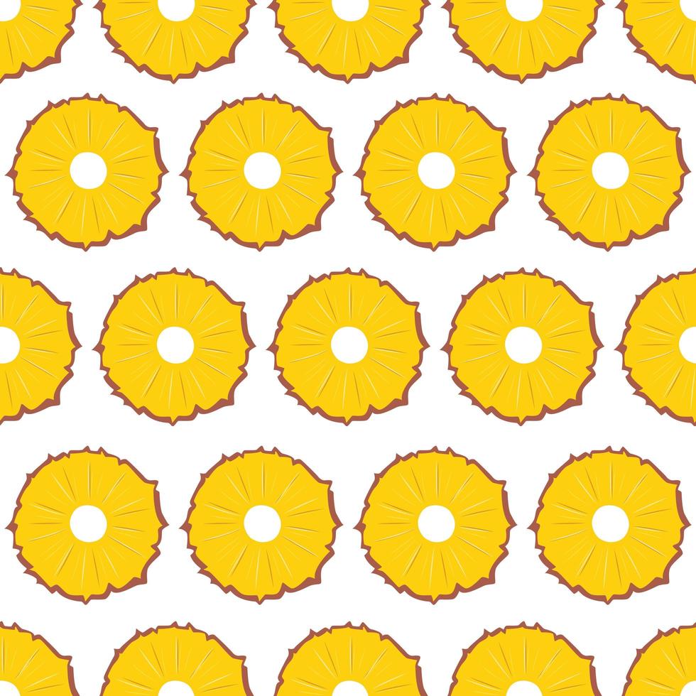Fruit seamless pattern, pineapple slices on white background. vector