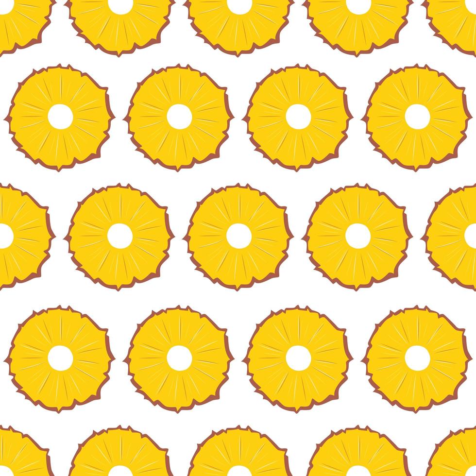 Fruit seamless pattern, pineapple slices on white background. vector