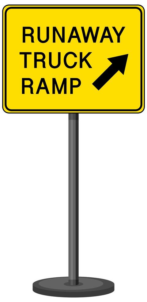 Runaway truck ramp warning sign isolated on white background vector