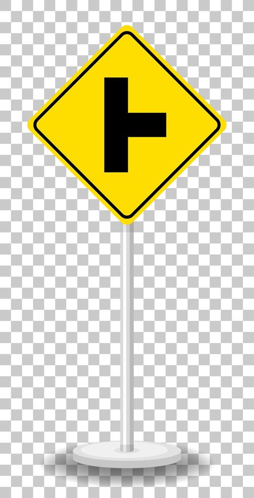 Yellow traffic warning sign on transparent background vector