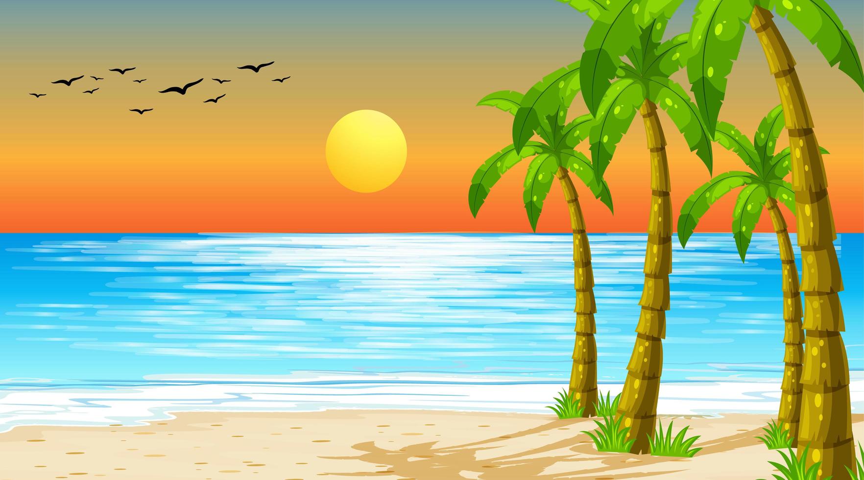 Empty nature beach ocean coastal landscape vector