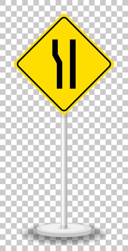 Yellow traffic warning sign on transparent background vector