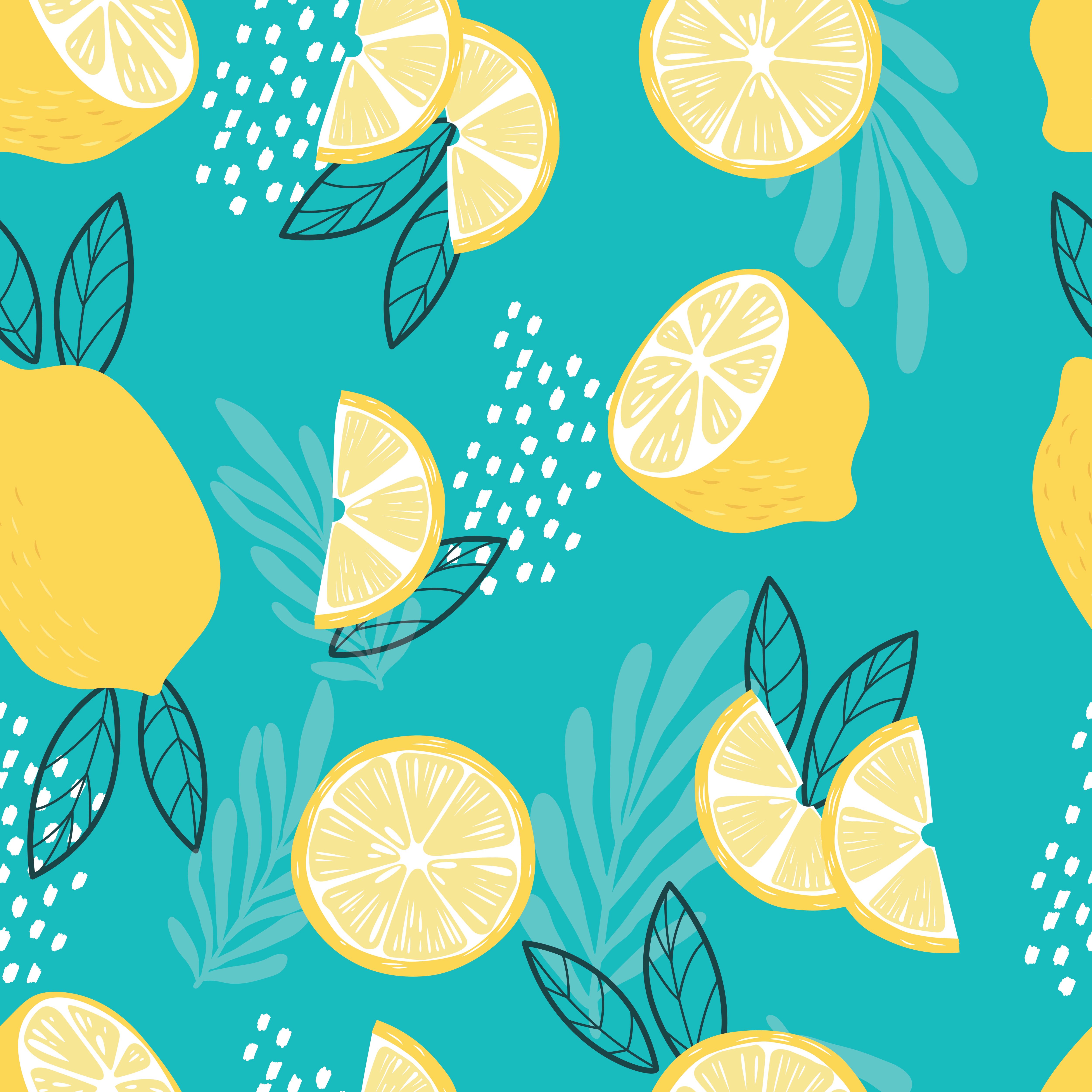Fruit seamless pattern, lemons with tropical leaves 1541680 Vector Art ...