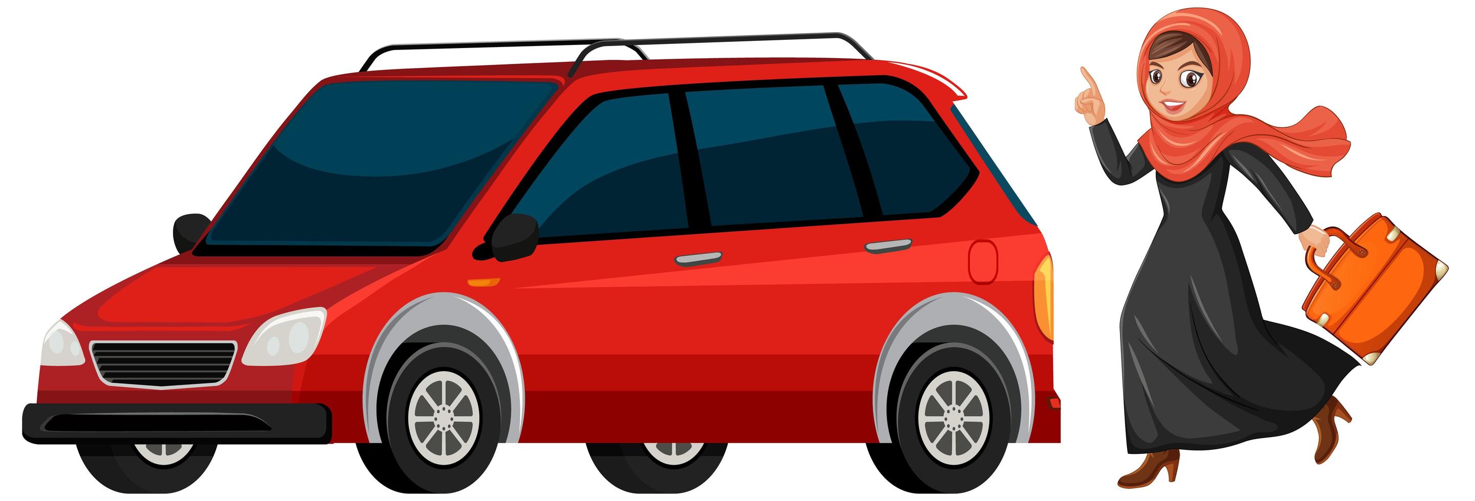 Girl running to the car vector