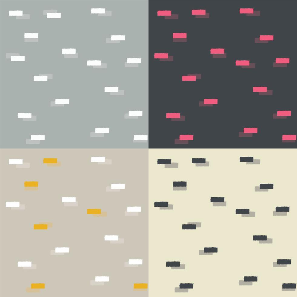 Collection of four seamless patterns with geometric blocks vector