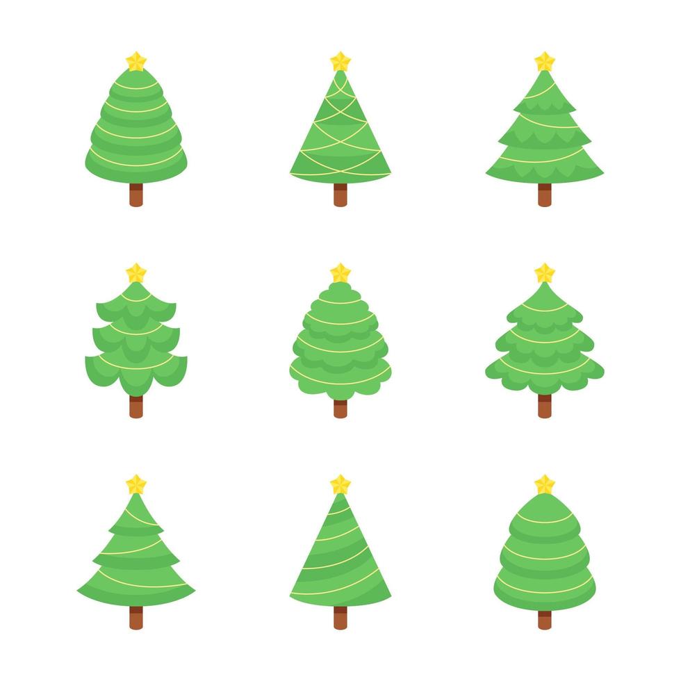 colección de iconos de árbol de navidad vector