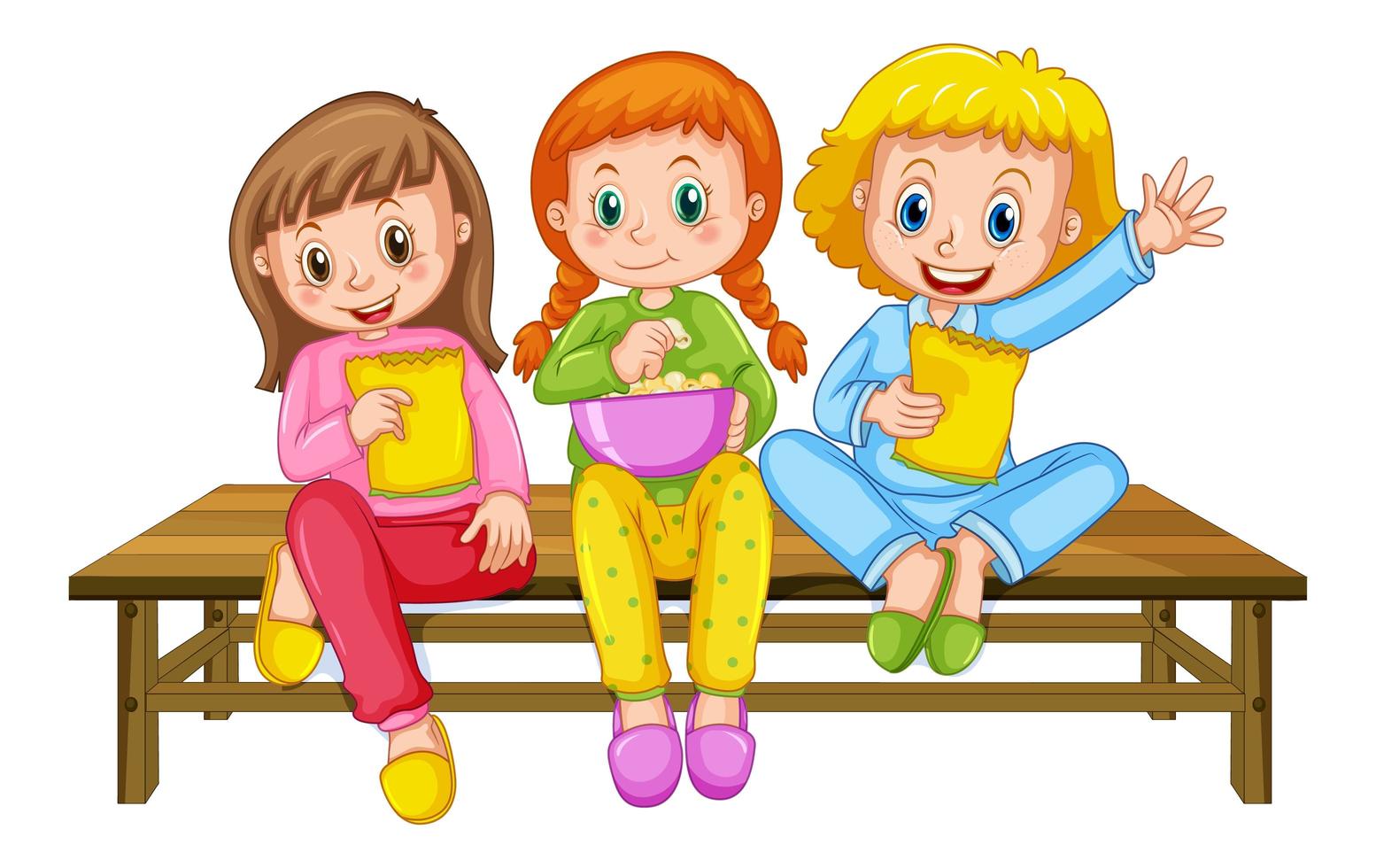 Group of young children cartoon character on white background vector