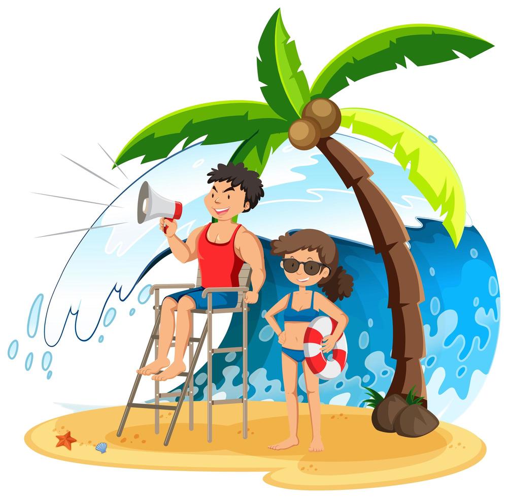 Isolated people at the beach vector