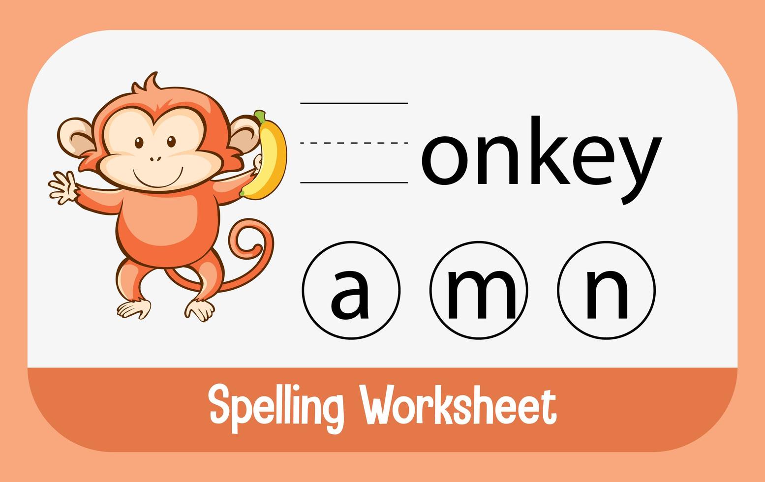 Find missing letter with monkey vector