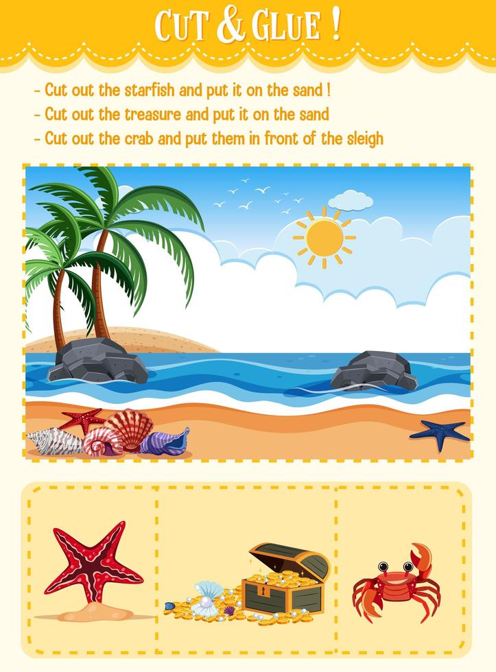 Cut and glue game for kindergarten vector