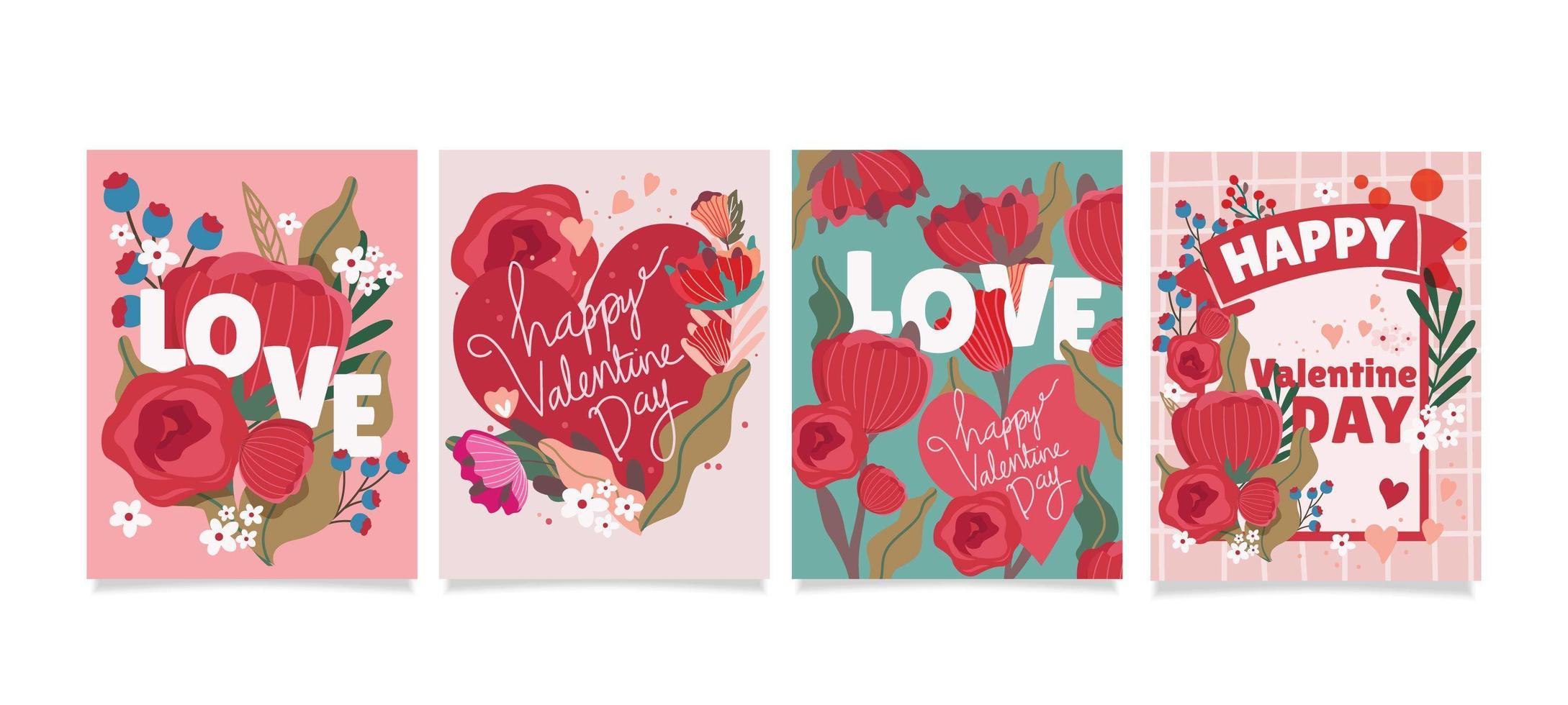 Valentine Card Concept of Heart and Flowers vector