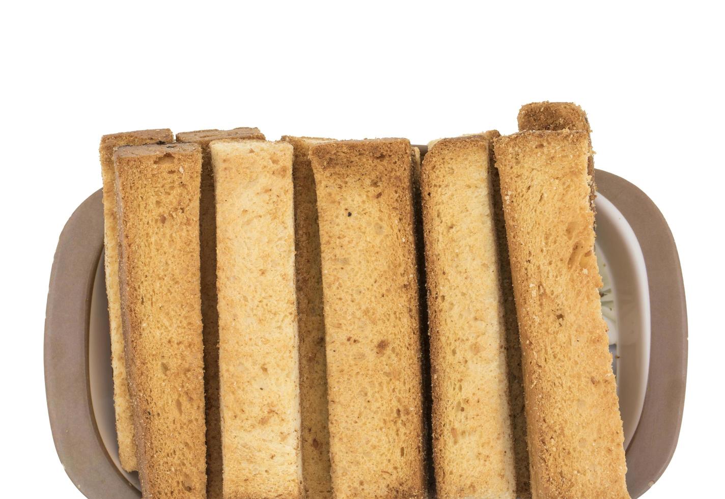 Close-up of toast sticks on a plate photo