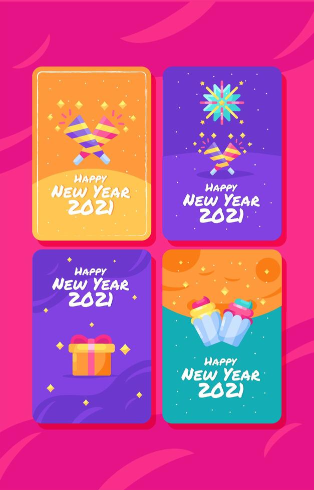 tarjetas de año nuevo alegres vector