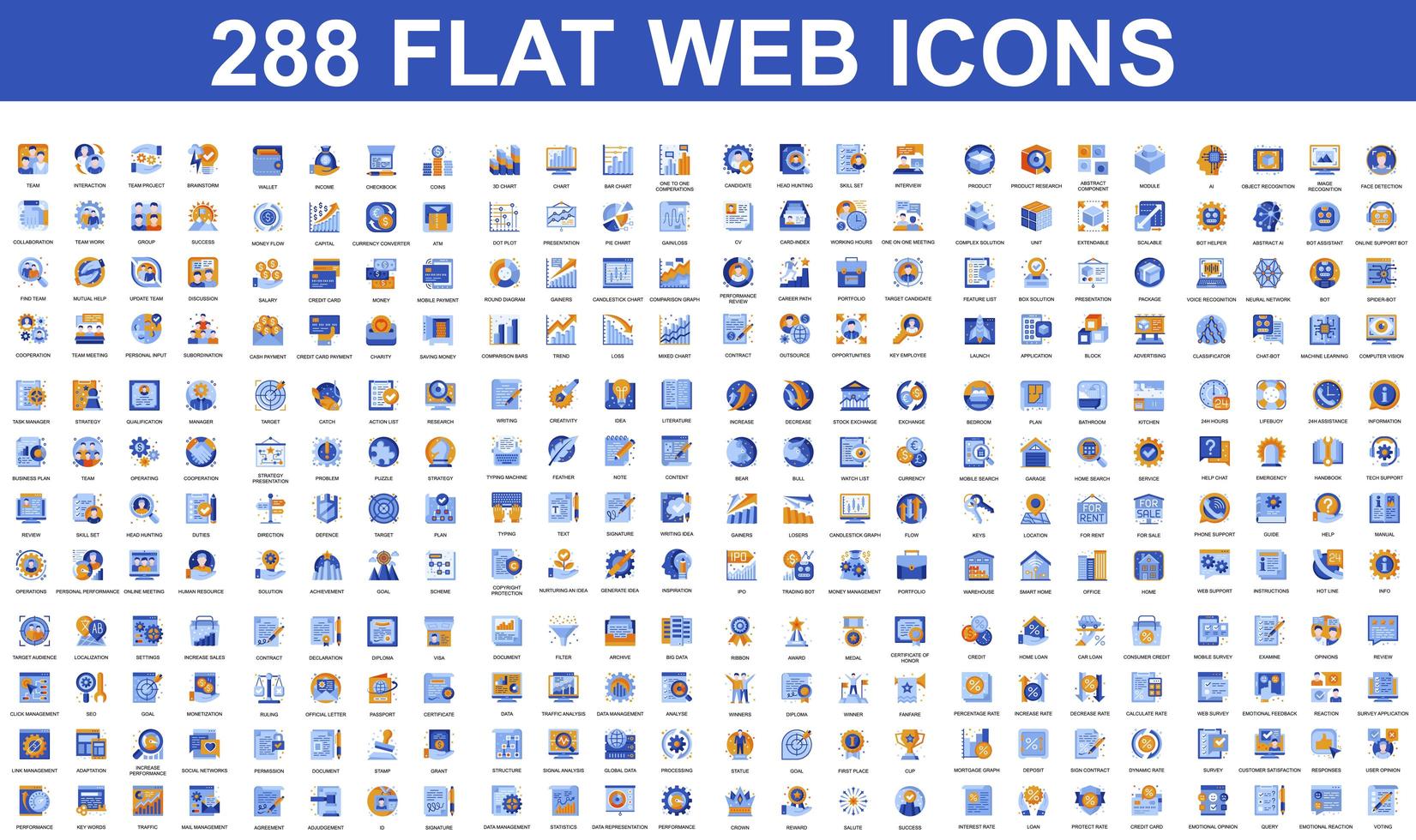 Bundle of flat icons of different concepts vector