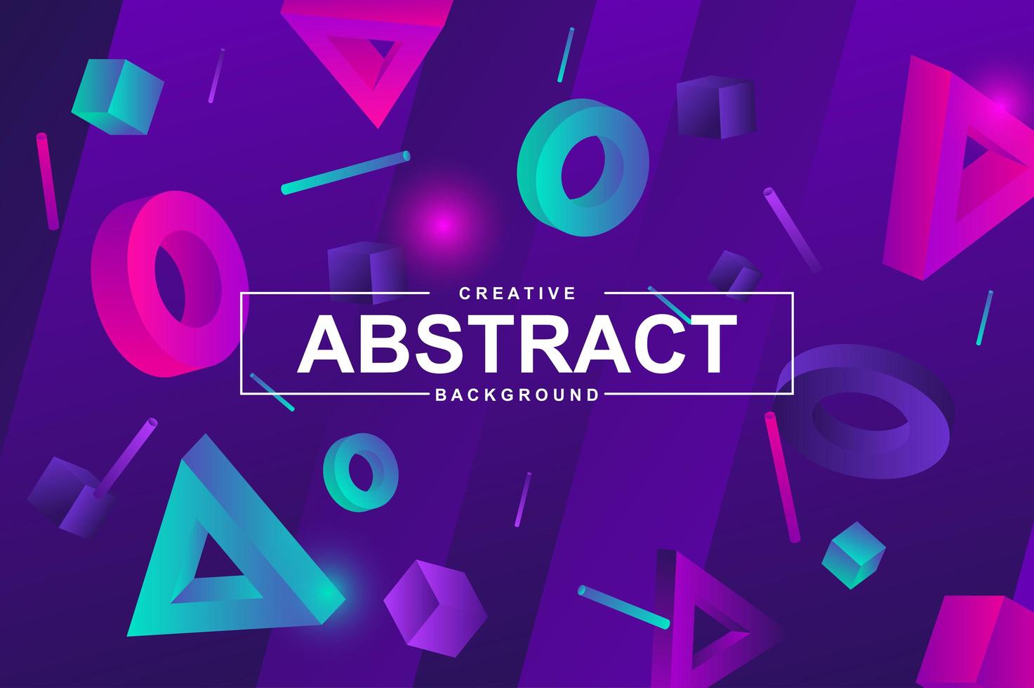 Neon design with 3d geometric elements in memphis style vector