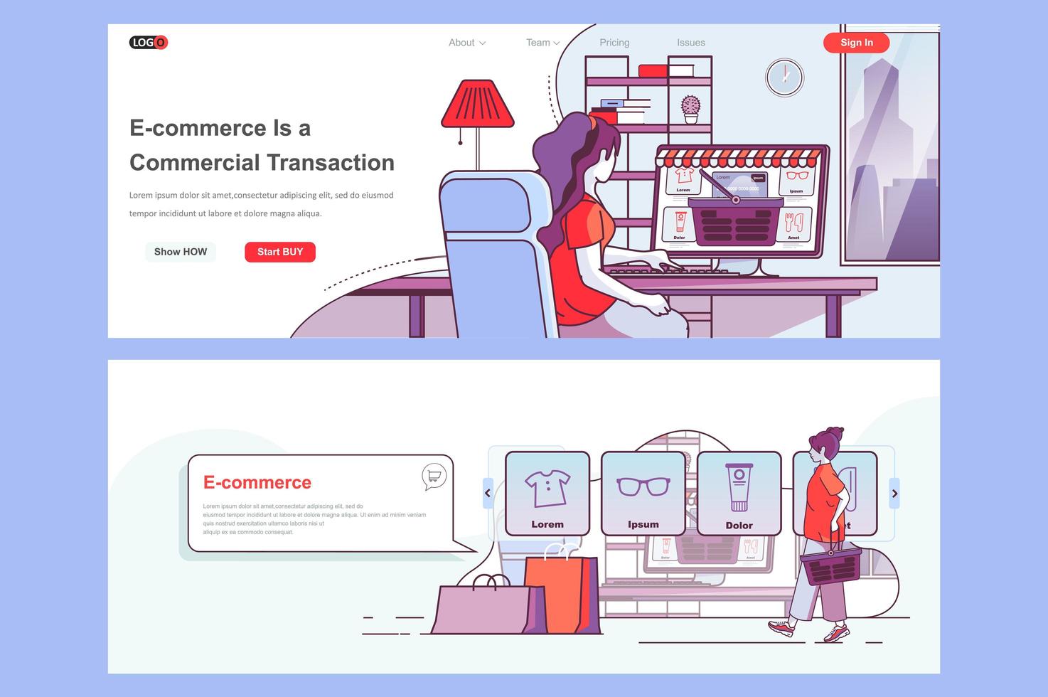 E-commerce landing pages set 1544924 Vector Art at Vecteezy