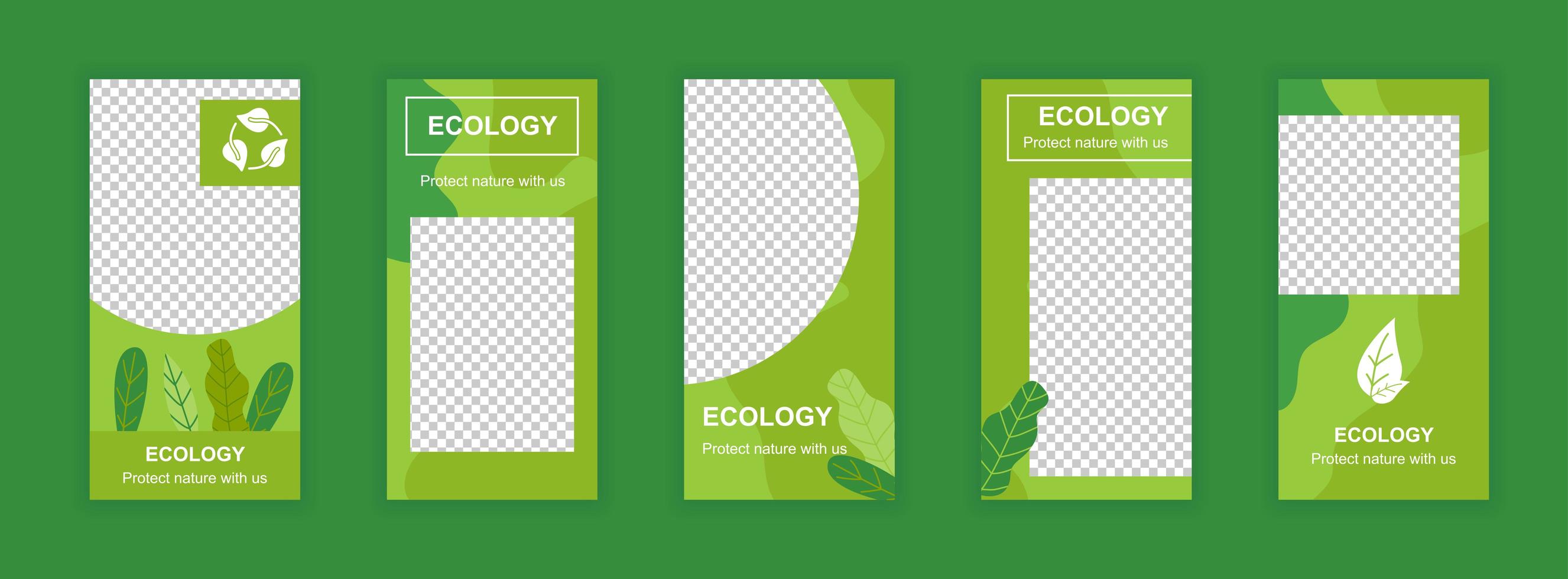 Plantillas de historias de redes sociales editables de ecología y medio ambiente. vector