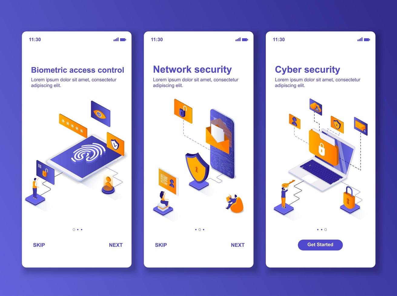 Cyber security isometric design kit vector