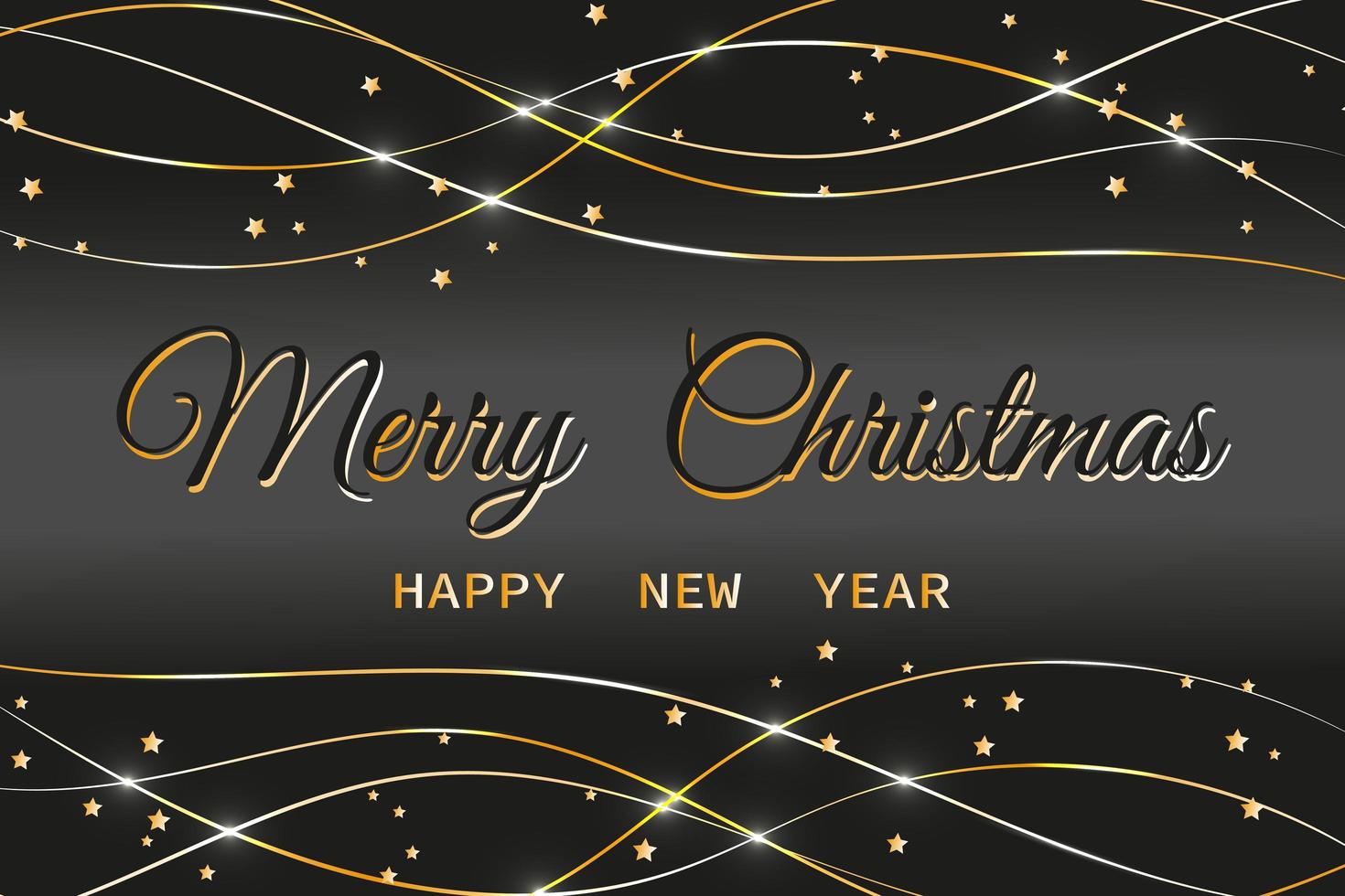 Black and gold Christmas banner with sparkles and stars vector