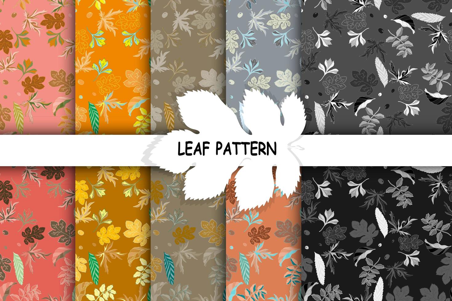 Set of seamless patterns with leaves vector