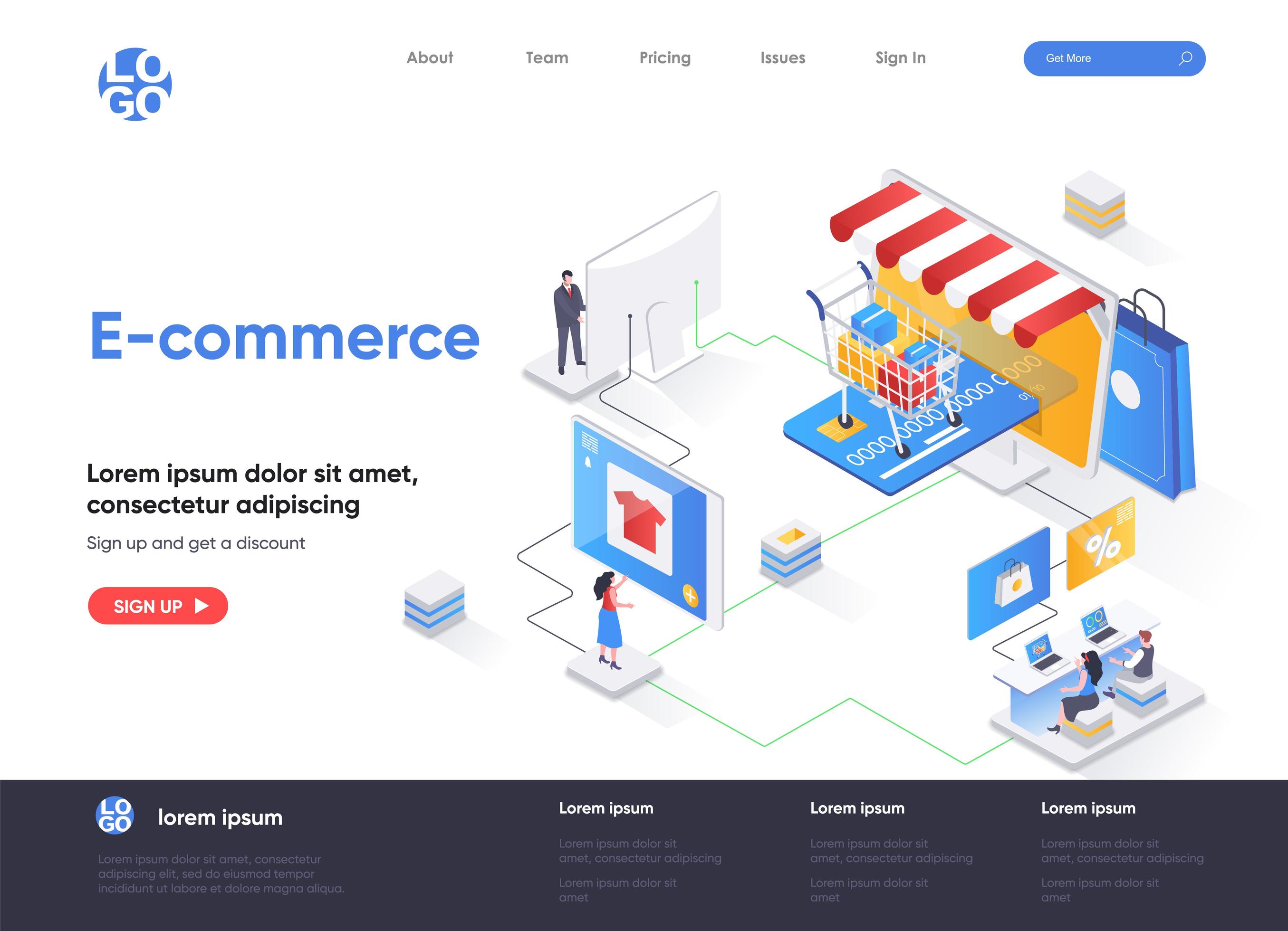 E-commerce isometric landing page design 1545635 Vector Art at Vecteezy