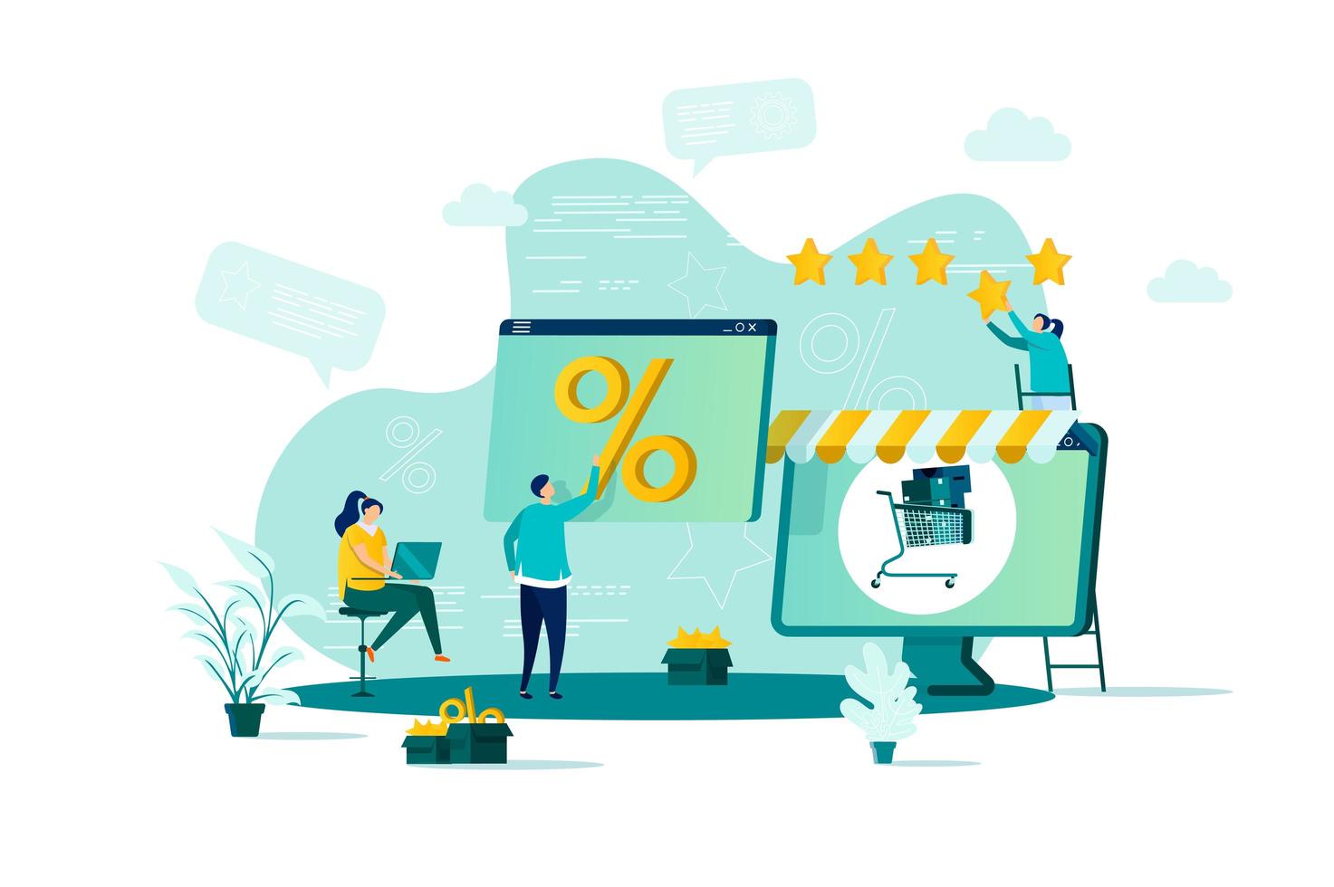 Discount of goods concept in flat style vector