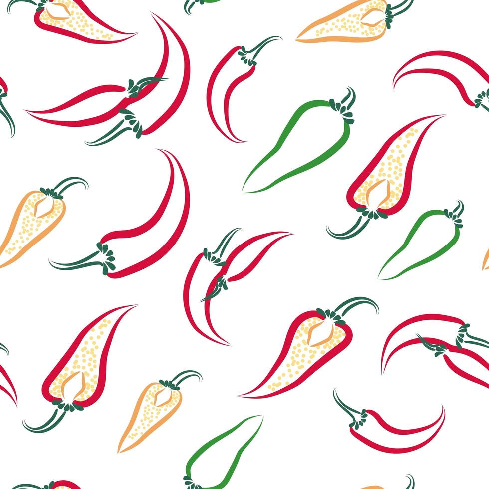 Abstract contours of chili peppers pattern vector